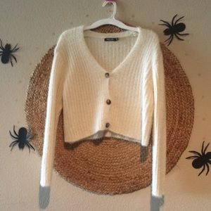 “Button down for whatever” Fluffy knit cropped cardigan